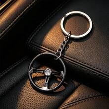 Racing Steering Wheel Keychain, Mini Metal Simulated Car Key Ring, Auto Key Holder Pendant For Car Enthusiasts - A - View 7
