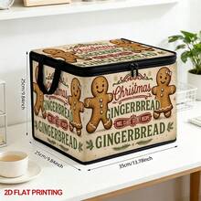 1PC Gingerbread Man Christmas Text Pattern Foldable Storage Box With Lid, 2D FLAT, Zippered Organizer For Clothes, Towels And Bedding, Perfect For Home And Closet Use, Can Be Stored Under Bed, Ideal Home Decor Storage Solution - 1 Piece - View 4