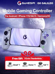 GameSir G8 Galileo Mobile Gaming Controller Compatible With IPhone 17 16 15 Series IOS Android Cellphone Gamepad Game Controle With Hall Effect Joystick And Triggers For Mobile Phone Cloud Gaming Egg Ns Emulators Adapted To Size 110-185mm Grey - View 2