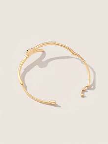 Valisandre 1pc Snake-Shaped Crystal Bangle Bracelet - Serpentine Design With Sparkling Crystals - Chic Accessory For Elegant Outfits - Yellow Gold - View 3