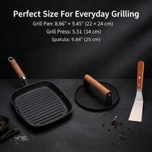 PACILACK Cast Iron Skillet And Grill Pan Set With Spatula, BBQ Cookware Set For Steak, Bacon, Sandwiches, Burgers And Outdoor Cooking - View 2