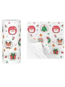 Christmas Kitchen Paper Towels, Thick 3-Ply Roll Paper, Dry And Wet Dual-Use Disposable Kitchen Cleaning, Multiple Styles Available, Home Cleaning Tools, Christmas Gift, Christmas Decorative Napkins, Party And Birthday Gift - View 14