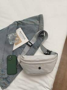 Versatile Casual Nylon Minimalist Chest Bag, New Sports Waist Bag, Versatile For Commuting And Outings, Single Shoulder Crossbody - Grey - View 4