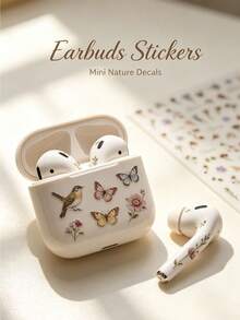 1pc Vintage Nature Theme Decorative Sticker, Vintage Floral Branch, Small Flower, Bird And Butterfly Combination Pattern, With Tweezers, Self-Adhesive Backing, Laptop Decoration Sticker, Phone Decoration Sticker, Suitable For Phone, Earphone, Tablet Case Embellishment - Dried Flower Style - View 4