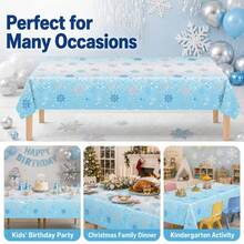 1/2 Pack Winter Snowflake Disposable Tablecloth, Blue Ice Wonderland Plastic Table Cover, Suitable For Christmas And Birthday Party Decoration - Multicolor - View 7