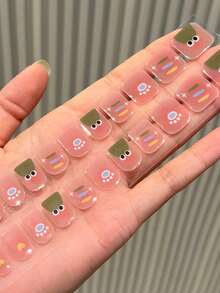 20pcs Semi-Cured Gel Nail Stickers, Long-Lasting Salon Quality, Easy To Apply And Remove, UV Lamp Required - Multicolor - View 5