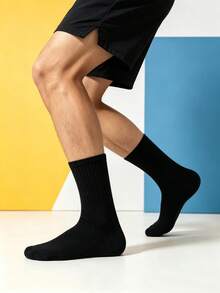 1/5/10/20 Pairs Men's Mid-Calf Socks, Minimalist Black & White Casual Socks For Spring & Autumn, Daily Versatile - Multicolor - View 2