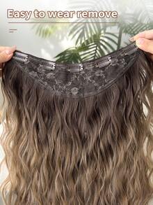 HEYPINK Clip In V-Shape Hair Extensions For Women 24 Inch One Piece Synthetic Straight Hair Extension Full Head Hairpiece With 5 Clips Dark Chocolate - Dark Brown - View 6