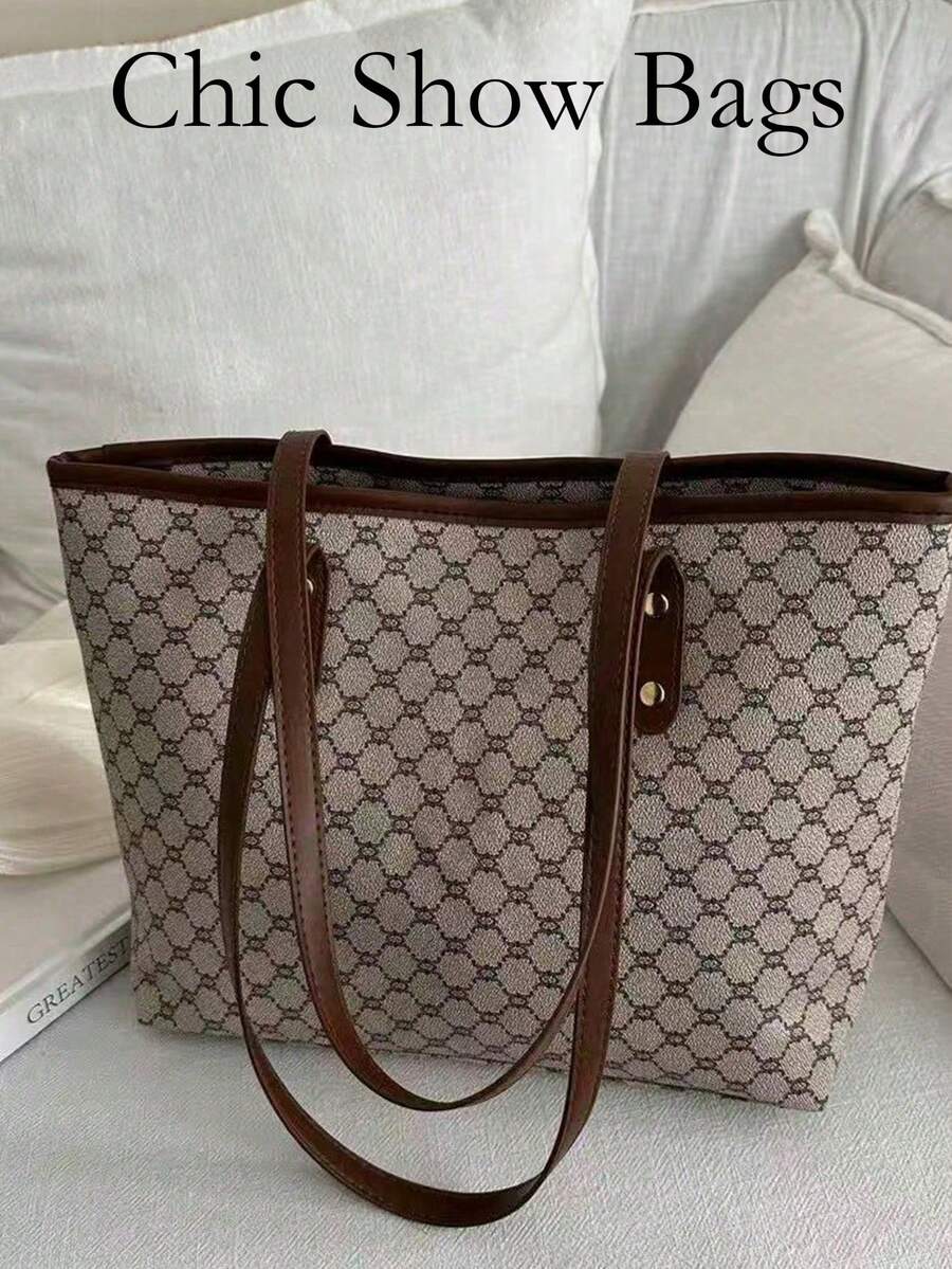 Dedoo 2026 Fashion Handbag Large Capacity Multi Compartment Commuter For Girlfriend Shopping Work Designer Inspired Geometric Pattern High Quality - Khaki - View 1