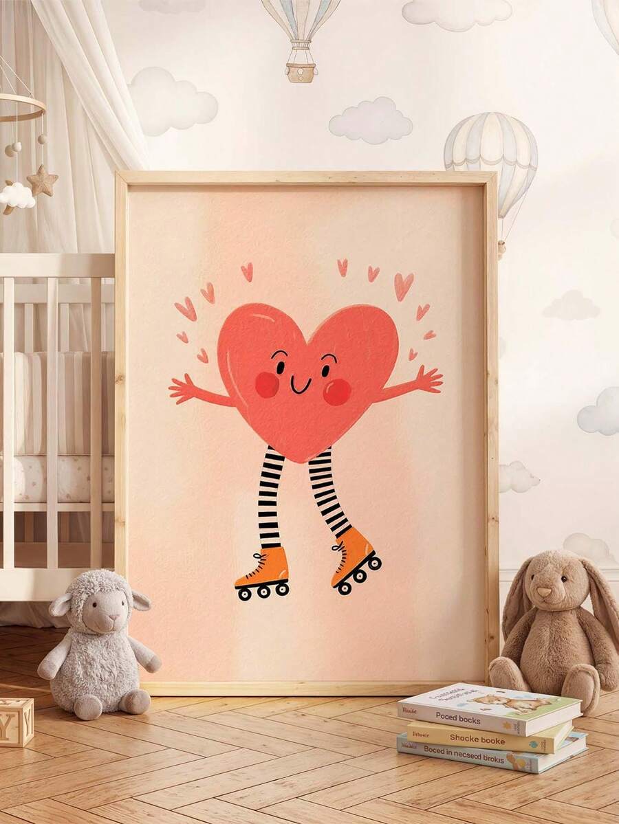 1pc Framed Canvas Wall Art Decor For Baby Nursery, 