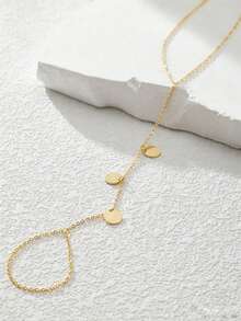 SYMFNY 1pc Minimalist 925 Sterling Silver Three Tiny Disc Charms Foot Anklet For Women Summer Beach Wedding Jewelry Gift - Yellow Gold - View 4