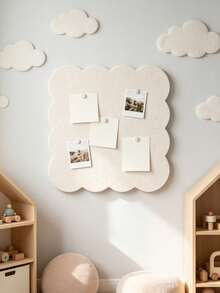 1pc Wool Felt Wavy Edge Wall Sticker Photo Message Display Board, Suitable For Baby Photo Storage And Baby Room Decoration - Multicolor - View 4