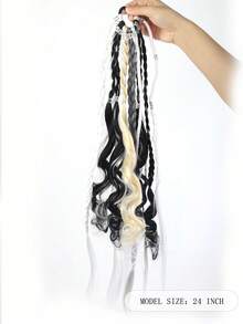 Wig Ekor Kuda Kepang Boho 24 Inci, Kepang Viking Bohemian Berhiaskan Manik-Manik dengan Karet Rambut, Ekstensi Rambut Kepang untuk Pesta Festival - MultiWarna - View 2