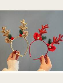1pc Mixed Hair Christmas Headband Adult Deer Antler Hair Accessory, Suitable For Halloween And Various Holiday Theme Party Costume Props - Multicolor - View 4