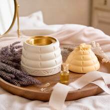 Honeycomb Aromatherapy Burner Silicone Mold Set, Multi-Functional Pen Holder Flower Pot Epoxy Resin Mold, Handmade Gypsum Resin Mold Set With Gold And Silver Incense Burner Bowl - B15A-48+49 Honeycomb Mold Set - View 5
