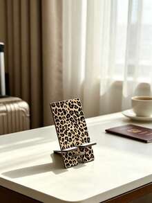 Wooden Leopard Print Phone Stand, Convenient Phone Charging Accessory, Adjustable And Expandable Multi-Functional Stand, Detachable, Easy Installation, Dual Height Adjustable, Suitable For All Phone Models, Portable Stand, Ideal For Office, Study, Travel, Leisure, Birthday Gift, Family, Friends, Perfect For Lazy Movie Watching And Live Streaming In Dormitory, Women's Gift - Multicolor - View 7