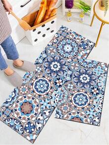 1/2pcs Diatomaceous Earth Bath Mat, Vintage Bohemian Floral Pattern Style, Super Absorbent, Non-Slip, Perfect For Bathroom, Kitchen And Dining Room, Quick Drying, Ideal Gift For Home Decor And Bathroom Mat - Multicolor - View 4