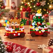 2pcs/6pcs/400+Pcs, Christmas Theme Train Building Blocks Set, Micro Particle Building Blocks, Christmas Building Blocks Kit, Adult Building Blocks Set, Christmas Wreath Building Blocks, Holiday Advent Calendar Building Blocks, Christmas Gift - Christmas Toy Train - View 15