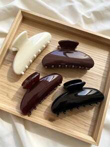 4/1pc Women's Black, White, Brown, Burgundy Plastic Multi-Function Hair Clips, Suitable For Bathing, Face Washing And Matching Outfits - Multicolor - View 2