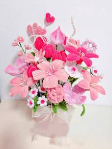 313pcs Bouquet Chenille Stem Flower Handmade Kit, Includes Greeting Card And Tutorial Video, All-In-One DIY Floral Craft Material Pack, Textured Multi-Color Accessory Set, Premium Chenille Stem Handicraft Kit - 313pcs - View 10