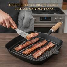 PACILACK Cast Iron Skillet And Grill Pan Set With Spatula, BBQ Cookware Set For Steak, Bacon, Sandwiches, Burgers And Outdoor Cooking - View 4
