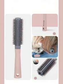 Stylance Salon Professional Nano-Technology Negative Ion Aluminum Tube Nylon Bristle + Boar Bristle Pointed Handle Paddle Brush - Pink - View 12