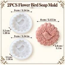 3D 鳥花矽膠皂模,圓形花卉浮雕手工皂模具,適用 DIY 皂製作、沐浴皂、婚禮伴手禮、禮品皂、居家 SPA 手作用品 - A - 查看 11