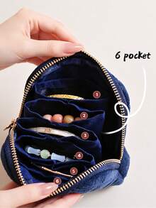 6-Layer Velvet Soft Diamond Jewelry Storage Bag, Small Travel Jewelry Pouch With Zipper, Suitable For Bracelets, Rings, Earrings, Necklaces - Multicolor - View 4