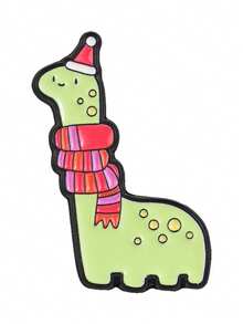 1 Pc Cute Assorted Christmas Dinosaur Enamel Brooch, Fun Metal Enamel Badge, Creative Backpack Decor Pin, Holiday Gift For Friends - Multicolor - View 8