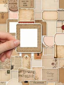 50Pcs Retro Junk Journal Decorative Stickers, Vintage Antique Paper Ticket Sheet Music Waterproof Stickers, Ephemera Decals For DIY Crafts, Album, Stationery Decoration - A - View 3