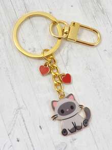 Cute Cartoon Cat Keychain Bag Pendant, Multiple Cute Kitten Charms With Red Heart Decoration, Women's Handbag Backpack Accessory, Daily Decorative Gift - Multicolor - View 2