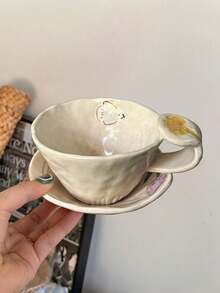Healing Matte Thick Ceramic Floral & Bird Small Plate, High-End Underglaze Colorful Insulated Coffee Saucer - Multicolor - View 15