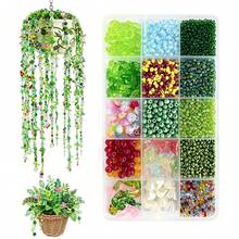 Green Glass Beaded Plant DIY Craft Kit, Mixed Beads Moss Wire Set For Handmade Forever Hanging Potted Home Decor - A - View 2