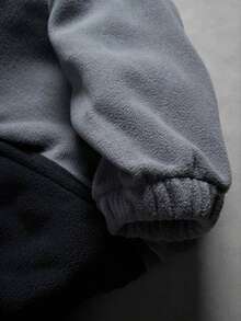 American Vintage Black & Gray Colorblock Fleece Jacket With Turn-Down Collar - Black - View 6