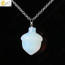 1pc Natural Stone Carved Pine Cone Pendant Necklace, Healing Amethyst Crystal Christmas Jewelry, Unisex H081 - Necklace - View 8