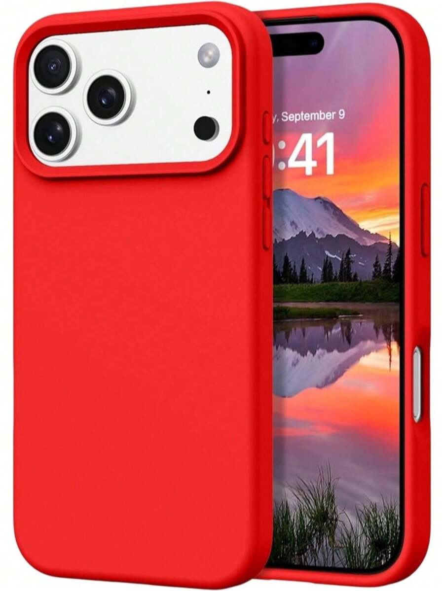 [Fashion Liquid Style] غطاء هاتف TPU أحمر نقي بتأثير سائل | تصميم بسيط، مقاوم للاصطدام والخدش، متوافق مع Apple 17/17 Pro Max، 16/15/14/13/Pro/Pro Max، يوفر حماية كاملة للعدسة، مناسب للرجال والنساء والطلاب. مثالي للاستخدام الصيفي والحرم الجامعي والمكتب والسفر الخارجي وديكور المشهد. - الأحمر - مشاهدة 1
