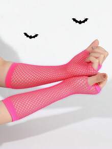 Medium Length Fishnet Gloves For Wedding, Daily Wear And Decoration - Magenta 2 - View 1