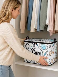 Clothing And Medicine Storage Box, Creative TNT Fun Storage Box, First Aid Medicine Storage Bag, Foldable With Lid Large Capacity Home Clothing Storage Organizer, Zipper Storage Box, Quick-Pull Foldable Bag, Blanket Organizer Bag, Bathroom Storage Box, Home Gift, Guest Room Storage, Wardrobe Organizer Box, Household Essential, Moving Day Must-Have, Dorm Storage, Back To School Gift, Perfect Gift - Multicolor - View 7