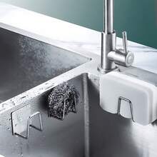 1/2pcs Self‑Adhesive Stainless Steel Sponge Holder, No‑Drill Wall Mount Sink Hook, Waterproof Adhesive Back Storage Rack For Sponge, Scrubber, Dish Brush, Kitchen & Bathroom Organizer - Multi-color - View 5