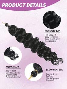 3pcs 18/24 Inch Black Pink Gold Long Wavy Crochet Ponytail Hair Extensions, Natural Voluminous Synthetic Fiber Hair Pieces, Women's Daily Wear Hair Extensions - Black - View 5