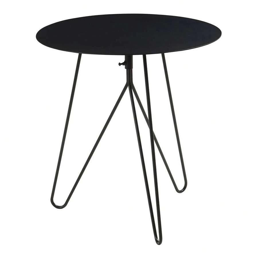 Moderner runder Beistelltisch 45 * 43 cm aus Metall in Schwarz, Sofa‑Beistelltisch mit offenem Drahtgestell - Schwarz - Übersicht 1