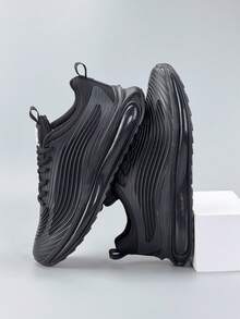 Men's Lace-Up Athletic Outdoor Walking Shoes - Black - View 2