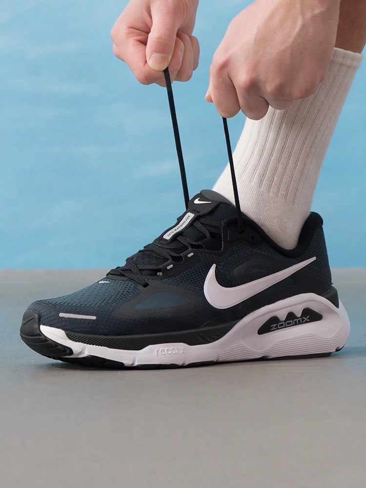 Men's Running Shoes NIKE STRUCTURE PLUS 26 Summer New Breathable Training Casual Commute Running Shoes HQ3048-001 - Black and White - View 1