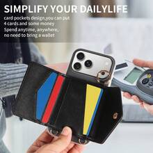 eaacaa Crossbody Wallet Phone Case With Multiple Card Slots And Coin Pocket, PU Leather With Pearl Chain Strap, Kickstand And Anti-Demagnetization, Suitable For Men And Women For Daily Commute/Shopping/Business Travel, Ideal Gift For Friends/Lovers/Family, Compatible With Apple 18 Pro Max/18 Pro/18/17e/17 Pro Max/16 Pro Max/16 Pro/16 Plus/15 Pro Max/15 Plus/13 Pro Max - Black - View 8