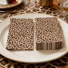 10pcs Long Leopard Print Theme Party Napkins, Fashionable Pattern, Suitable For Table Decor, Ideal Choice For Birthday, Wedding And Various Celebration Occasions, Christmas, New Year And Valentine's Day Party Events - View 4