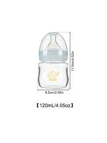 1pc Baby Transparent Glass Bottle, Wide Mouth, 80ml/120ml/160ml, Suitable For Newborns' Daily Feeding - Clear - View 11