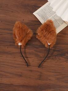 1pc Plush Cat Ear Headband, Realistic Animal Ear Cute Headband, Japanese Style Cosplay Photo Prop, Girl Party Live Stream Costume Accessory, Multi-Color Hair Accessory - Multicolor - View 13