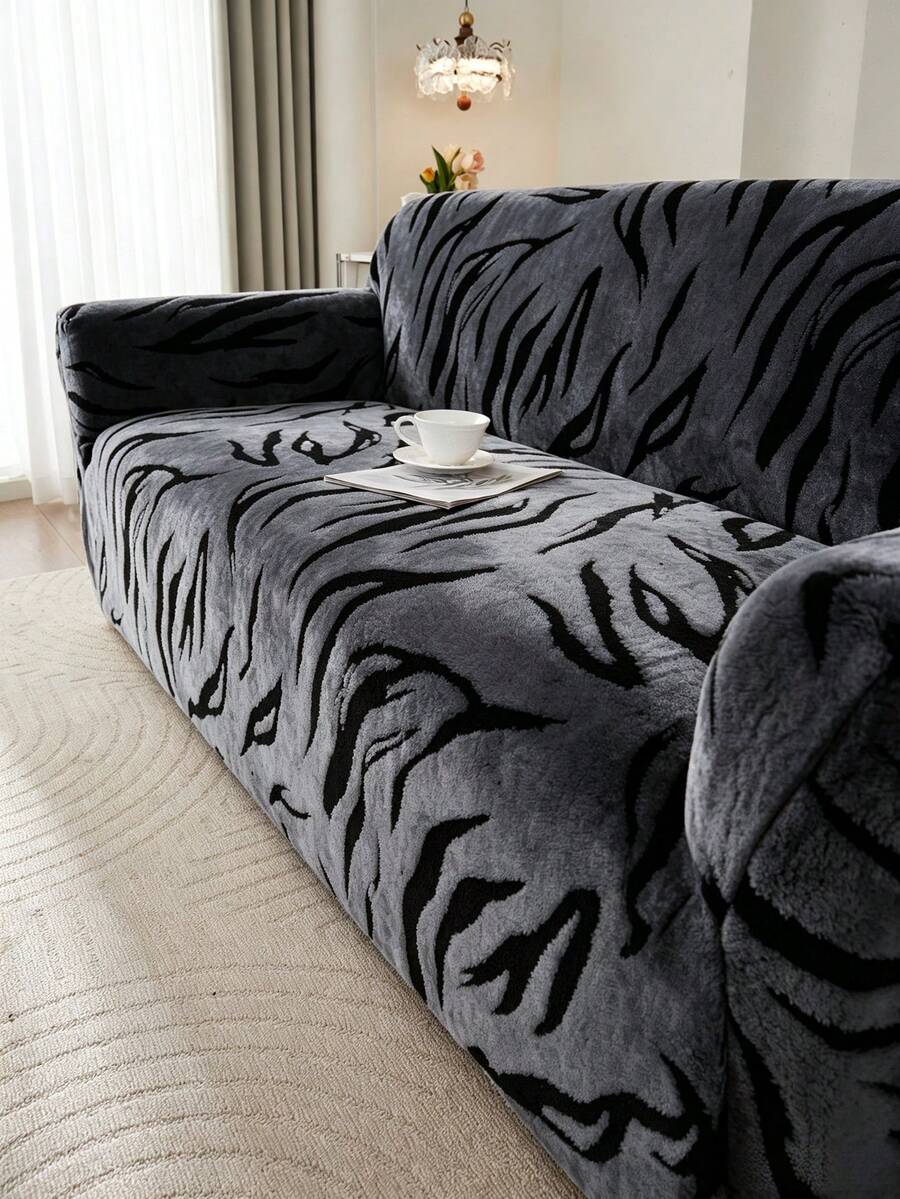 1 Buah Sarung Sofa Katun Lembut Kationik Anti Debu dan Anti Hewan Peliharaan, Jacquard Mewah Timbul dengan Pola Daun Besar Minimalis, Nuansa Warna yang Kaya, Tebal, Gaya Musim Gugur/Musim Dingin untuk Sofa 1/2/3/4 Dudukan