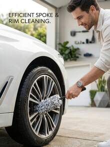 Sikat Roda Mobil Mikrofiber dengan Gagang Panjang Anti Selip, Pembersih Velg Lembut Bebas Gores untuk Detailing Velg Alloy, Alat Pembersih Debu Rem Profesional - A - View 1