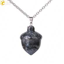 1pc Natural Stone Carved Pine Cone Pendant Necklace, Healing Amethyst Crystal Christmas Jewelry, Unisex H081 - Necklace - View 10